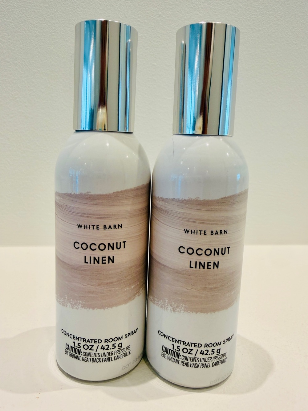 Coconut Linen Room Spray - White Barn, Bath & Body Works, 2 New Bottles